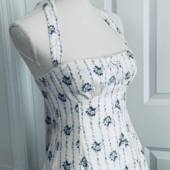 FOR LOVE BELL IVORY / BLUE FLOWERED SUNDRESS SIZE SMALL- TAGS ON - Picture 10 of 16